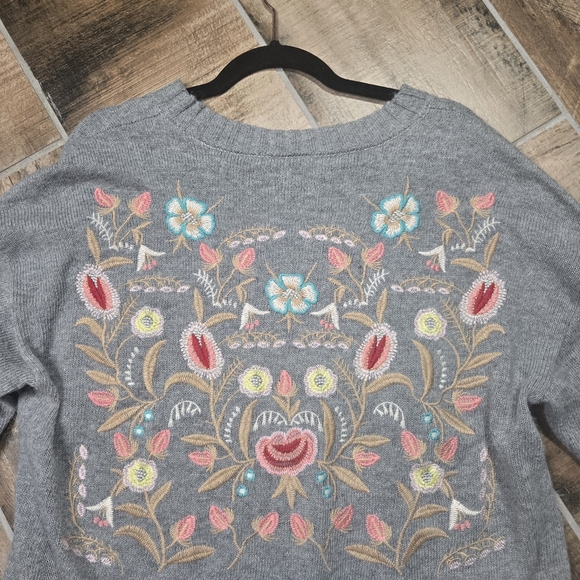 Aratta Silent Journey Gray Embroidery Crew Neck Sweater Angora Blend Size XL - Picture 13 of 16